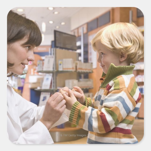 Sticker Carré plans intérieurs d'une pharmacie (Devant)