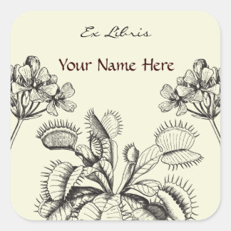 Sticker Carré Plante de carnivore Platine de livre Floral
