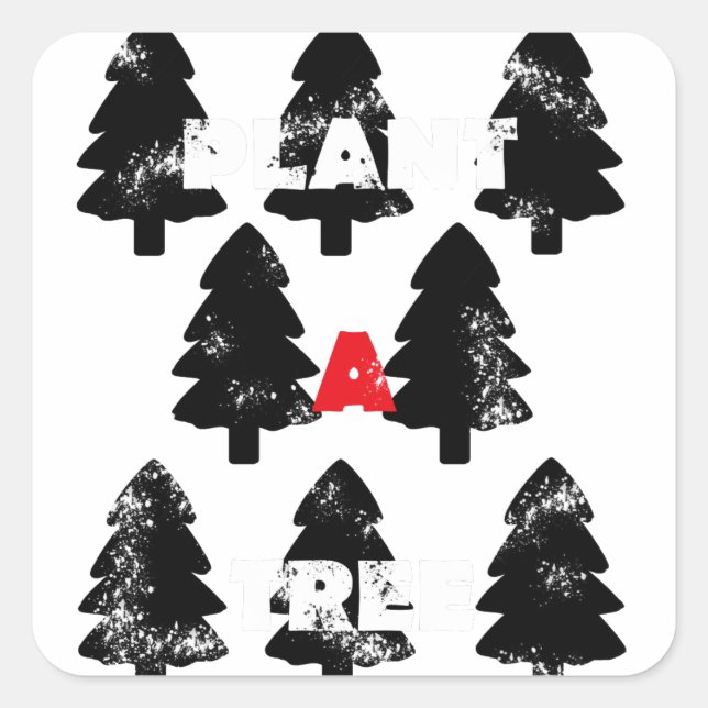Sticker Carré Plantez un modèle d'arbre (Devant)