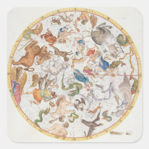 Sticker Carré Plaque 26 de "Atlas Coelestis", de John Flamsteed