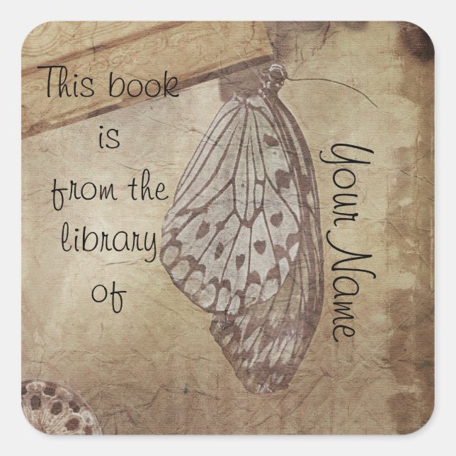 Sticker Carré Plaque autocollante de la bibliothèque papillon vi (Devant)
