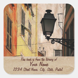 Sticker Carré Plaque autocollante de la bibliothèque Vieux Nice