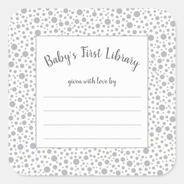 Sticker Carré Plaque-baby shower de gris point neutre genre (Devant)