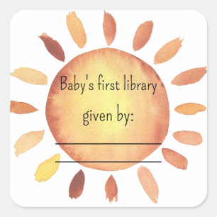Sticker Carré Plaque baby shower Sunshine