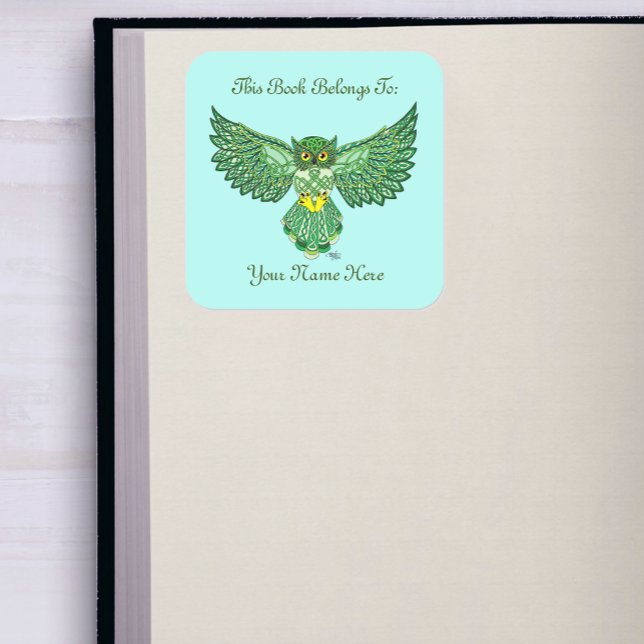 Sticker Carré Plaque blanche Celtic Flight Owl (Créateur téléchargé)