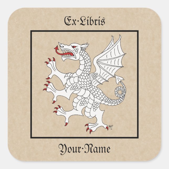 Sticker Carré Plaque d'argents Dragon Rampant (Devant)