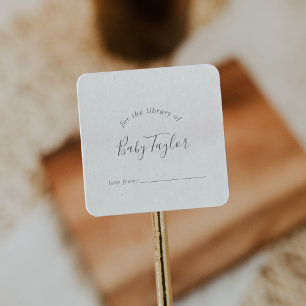 Sticker Carré Plaque de Baby shower minimaliste en argent