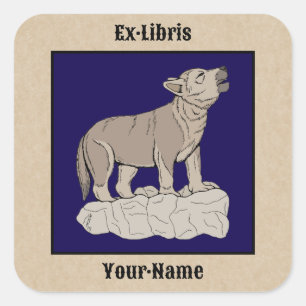 Sticker Carré Plaque de hurlement Wolf Pup