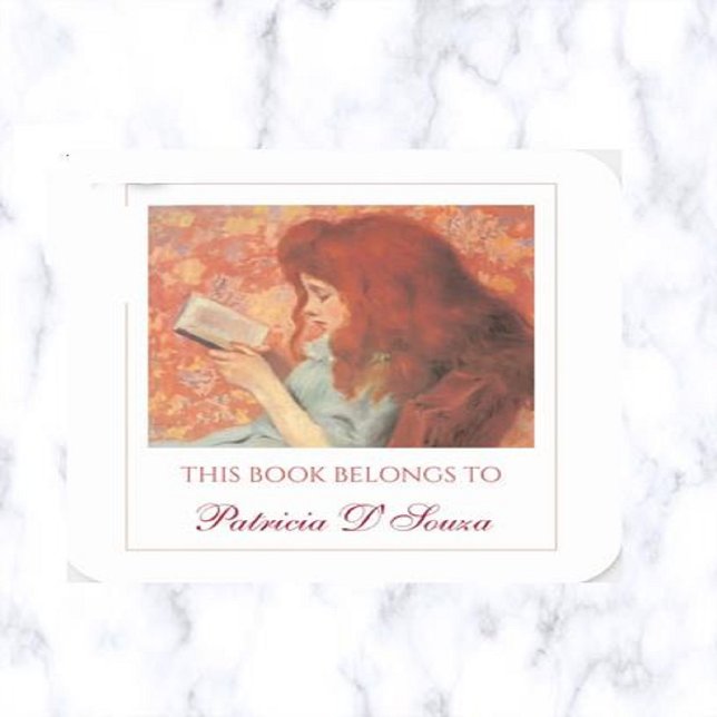 Sticker Carré Plaque de lecture pour filles modifiable (Créateur téléchargé)