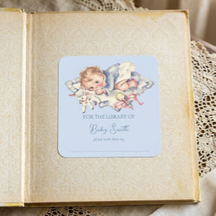 Sticker Carré Plaque de livre de Baby Shower pour bébé garçon vi