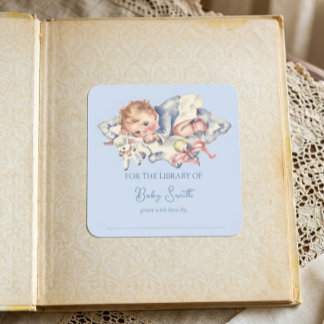Sticker Carré Plaque de livre de Baby Shower pour bébé garçon vi
