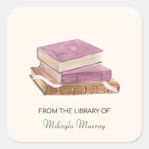 Sticker Carré Plaque de livre personnalisée