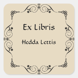 Sticker Carré Plaque de livre Retro Élégante Floral Floural