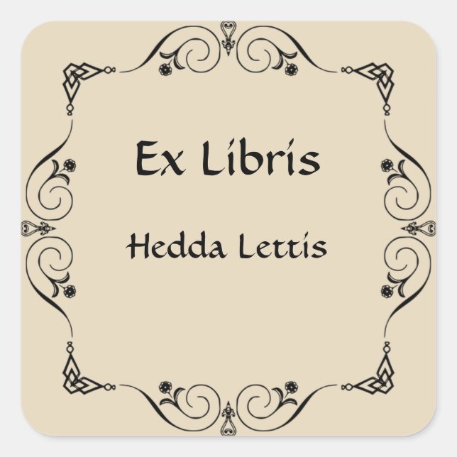 Sticker Carré Plaque de livre Retro Élégante Floral Floural (Devant)