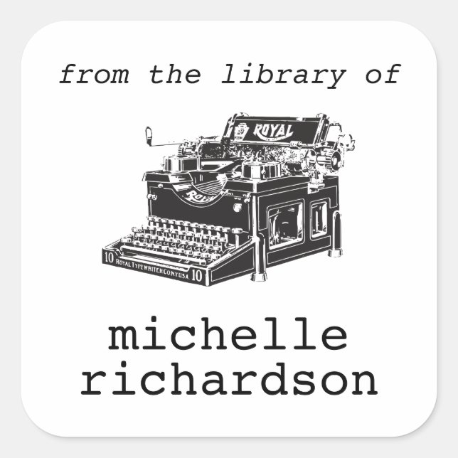 Sticker Carré Plaque de machine à écrire antique (Devant)