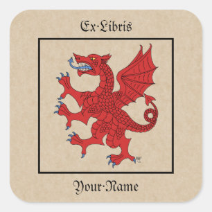 Sticker Carré Plaque de réservation Dragon Rampant Gules