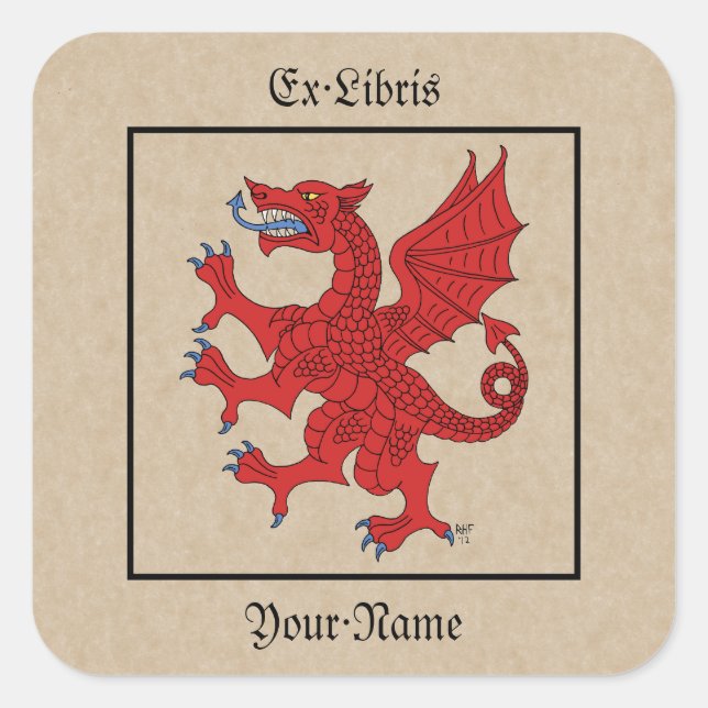Sticker Carré Plaque de réservation Dragon Rampant Gules (Devant)
