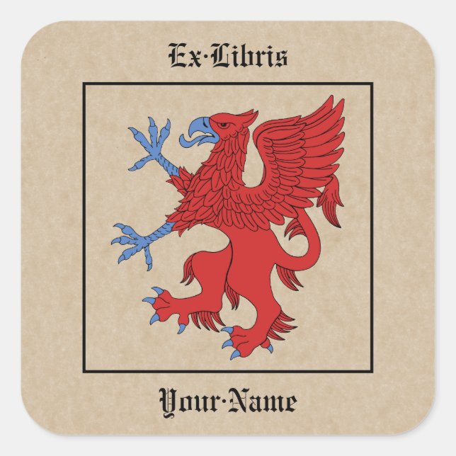 Sticker Carré Plaque de réservation Griffin Rampant Gules (Devant)