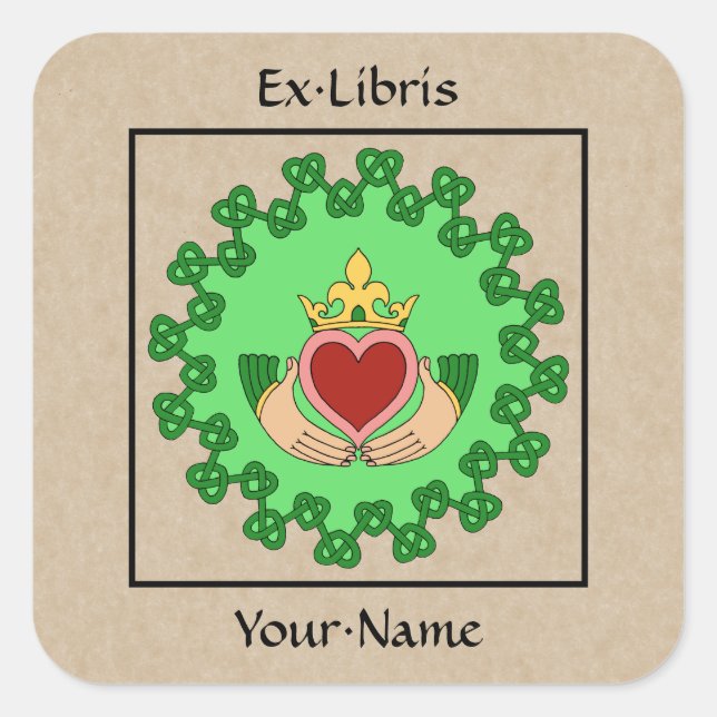 Sticker Carré Plaque de travail Claddagh et Green (Devant)