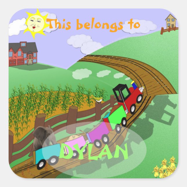 Sticker Carré Plaque d'enregistrement Choo choo personnalisée (Devant)