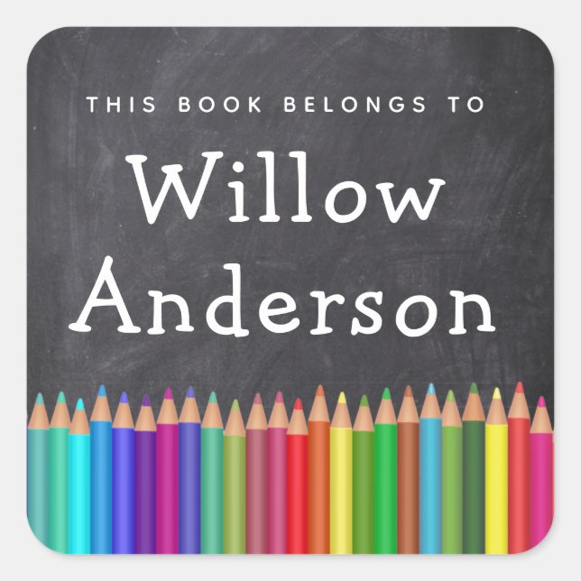 Sticker Carré Plaque d'enregistrement Nom des crayons de tableau (Devant)