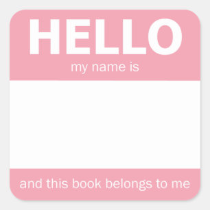 Sticker Carré Plaque d'inscription rose "Hello"