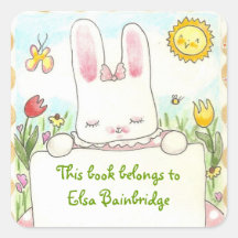 Plaque-livre de lapin rose