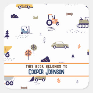 Sticker Carré Plaque-livre personnalisée pour le nom de voiture 