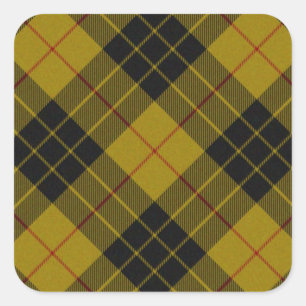 Sticker Carré Plaque noire jaune tartan MacLeod