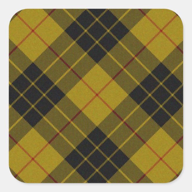 Sticker Carré Plaque noire jaune tartan MacLeod (Devant)