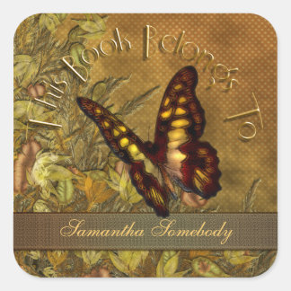 Sticker Carré Plaque papillon de style vintage