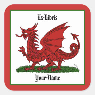 Sticker Carré Plaque rouge Dragon of Wales