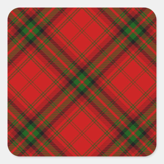 Sticker Carré Plaque rouge vert tartan MacDougall (Devant)