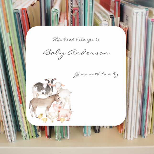 Sticker Carré Plaques baby showers / animaux de ferme (Créateur téléchargé)