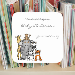 Sticker Carré Plaques baby showers / animaux de la jungle
