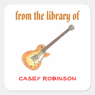 Sticker Carré Plaques de livres personnalisées de guitare cool