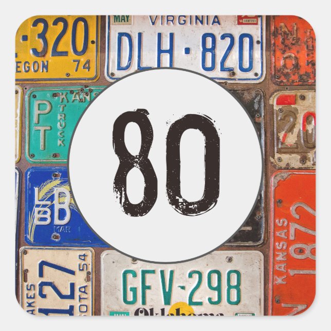 Sticker Carré Plaques rouillées 80e anniversaire (Devant)
