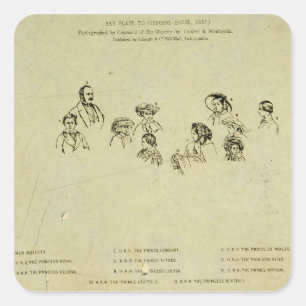 Sticker Carré Plat principal au portrait de la famille royale
