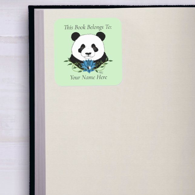 Sticker Carré Plate-forme bleu Panda Bear Lotus (Créateur téléchargé)