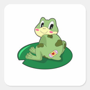 Sticker Carré Plâtre Coeur Feuille de grenouille