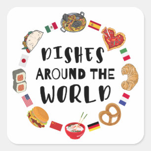 Sticker Carré Plats du monde entier