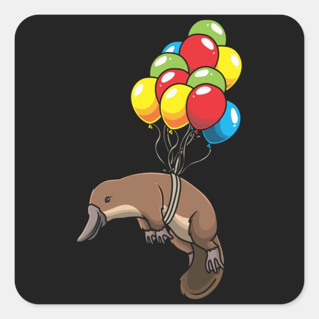 Sticker Carré Platypus avec Ballons (Devant)