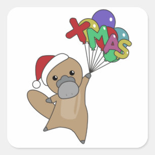 Sticker Carré Platypus Christmas Platypus Cute Animals