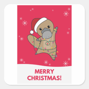Sticker Carré platypus Christmas Tabes Sweet Animals