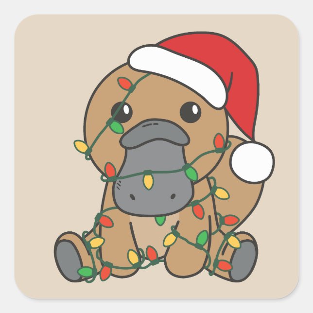 Sticker Carré Platypus Noël Animaux d'hiver Vacances Platypus (Devant)