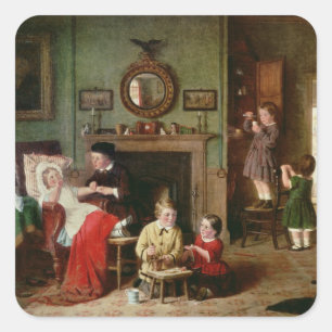 Sticker Carré Playing at doctors