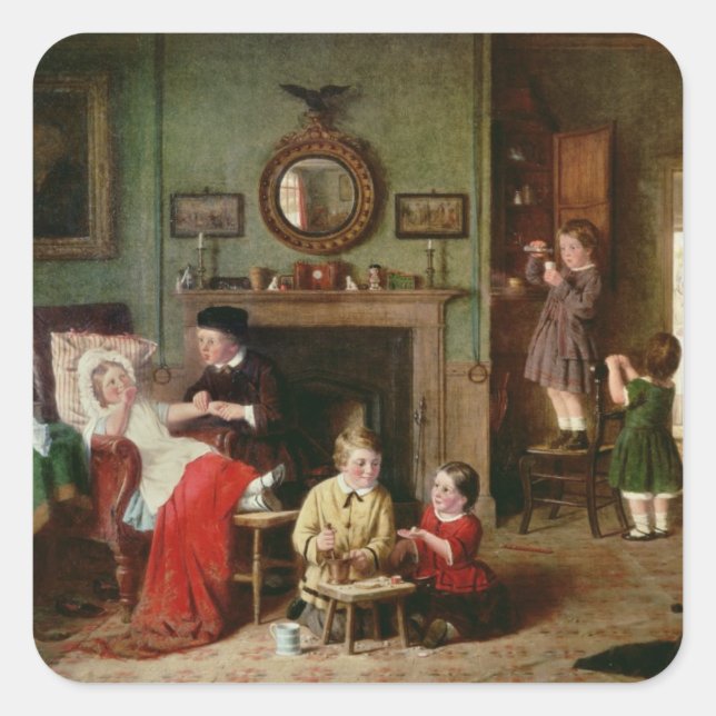 Sticker Carré Playing at doctors (Devant)