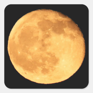 Sticker Carré Pleine Lune Lueur Orange Ciel Nocturne Art Lunaire