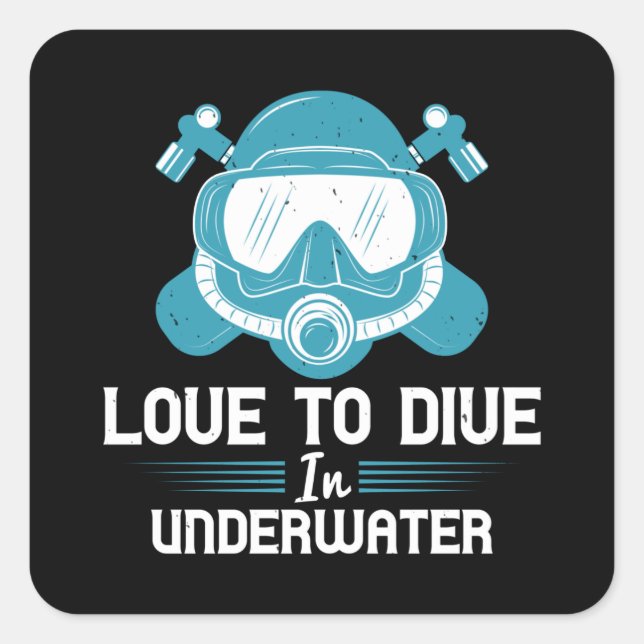 Sticker Carré Plongée - Amour À Plonger Sous L'Eau (Devant)