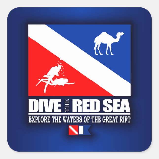 Sticker Carré Plongée Dans La Mer Rouge (Devant)